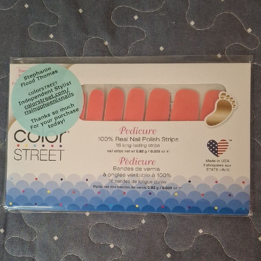 Color Street You, Me, and Capri Coral Pedicure Toe Nail Strips
